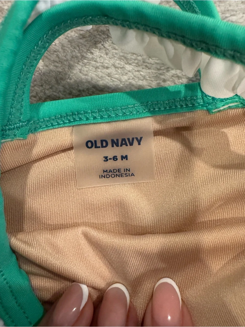 Old Navy Teal Trim Peach Baby One-Piece